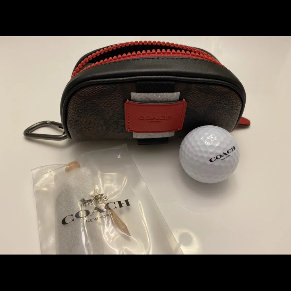 NWT COACH Golf Kit In Colorblock Signature Canvas C4267 Mahogany/Bright Cardinal